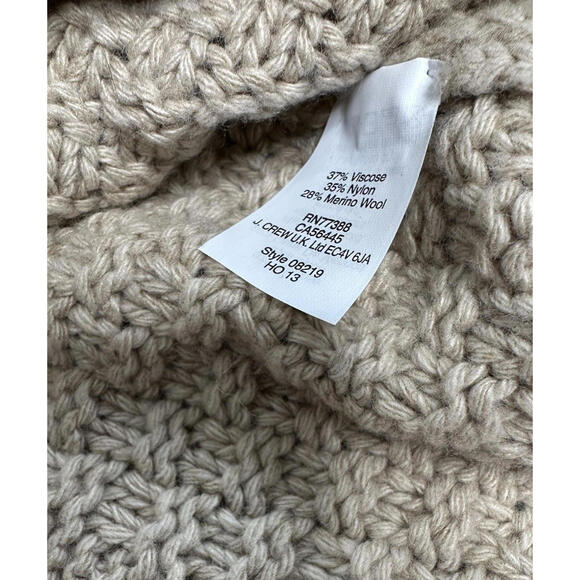 J Crew Beaded Cable Knit Sweater Womens M Merino Wool Blend Beige NWT $128 - Picture 5 of 6